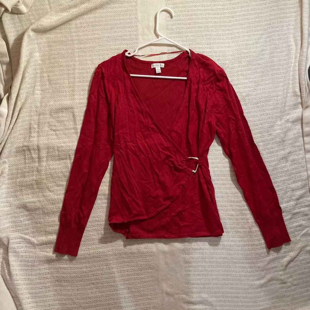 Elegant Red Wrap Top